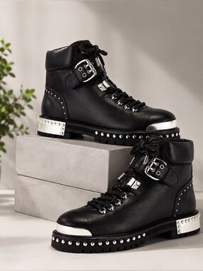 Black Studded Lenora Bootie by Lola Cruz